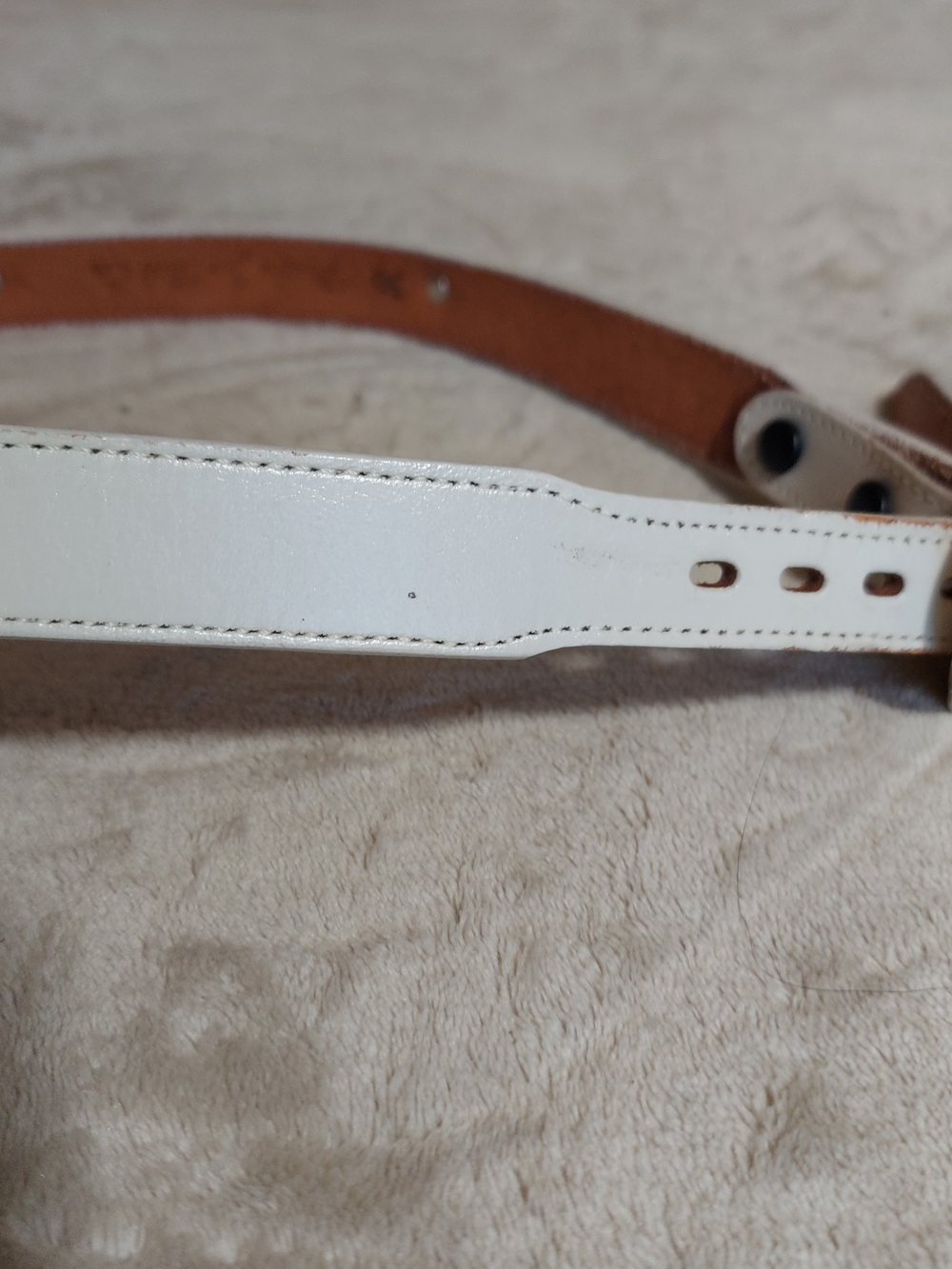Vintage Brazos Joe White Leather Heart Buckle Belt Western Boho - Picture 6 of 12